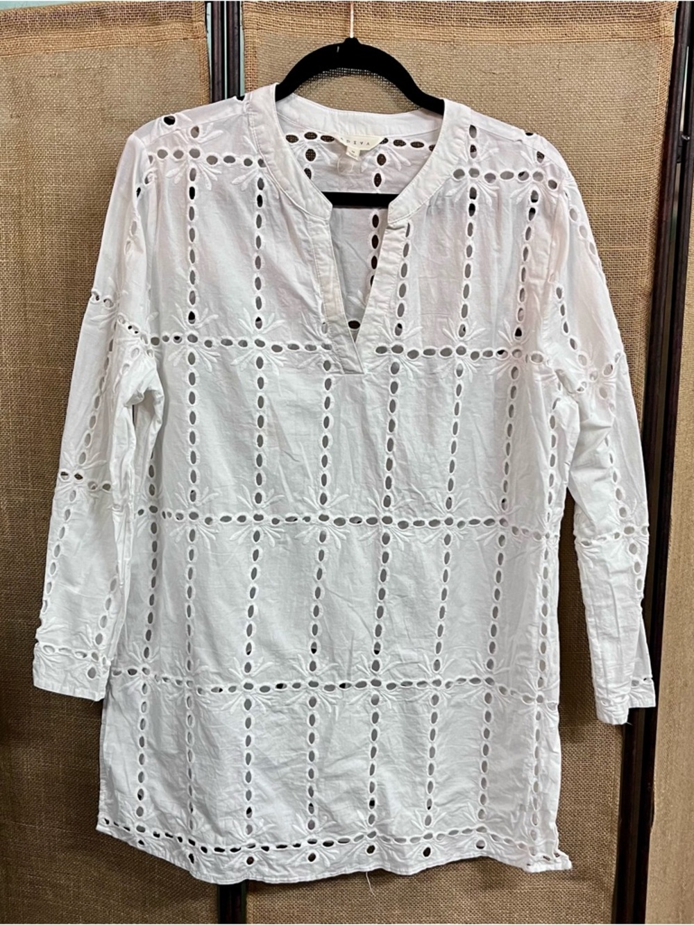 Adiva White Eyelet Tunic Top Cover Up M